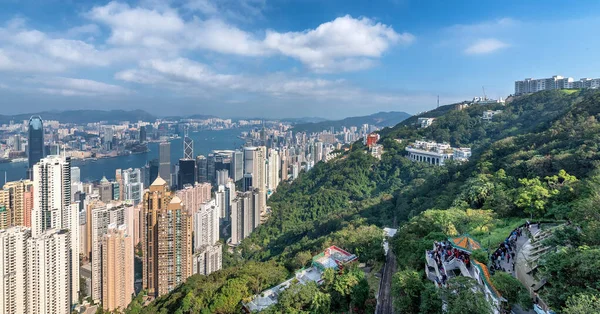 Egy Gyönyörű Kilátás Nyílik Hong Kong Városkép Toronyházak Kínában — Stock Fotó