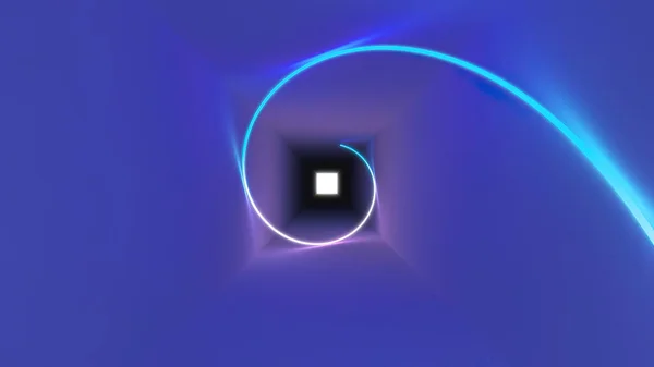 Ілюстрація Синього Закругленого Променя Світла Просувається Тунелем — стокове фото