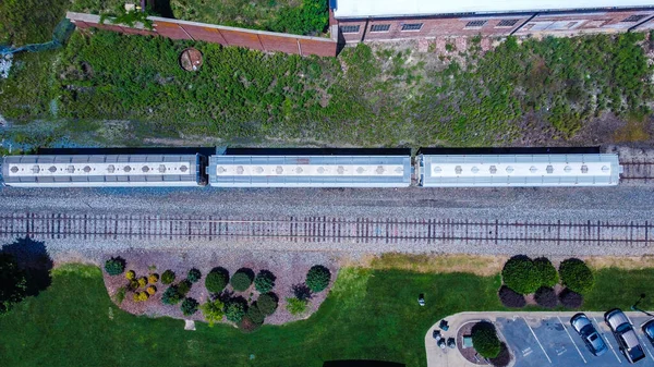 Вид Зверху Залізничні Вагони — стокове фото