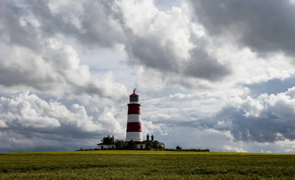 Прекрасний Краєвид Маяк Happisburgh Lighthouse Великій Британії Під Хмарним Небом — стокове фото