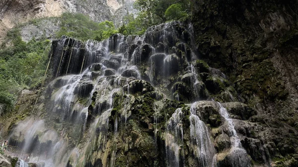 Grutas Tolantongo Vízesés Egy Erdőben Nappal Mexikóban — Stock Fotó