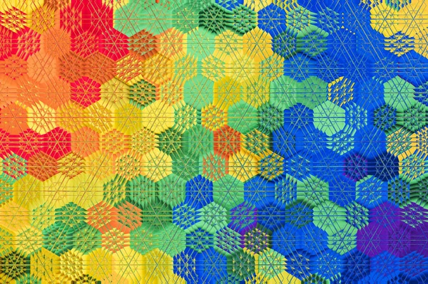 あらゆるタイプの背景印刷のための抽象的なカラフルな六角形キルトパターンデザイン — ストック写真