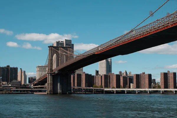 Cielo Azul Sobre Los Rascacielos Edificios Ciudad Nueva York —  Fotos de Stock