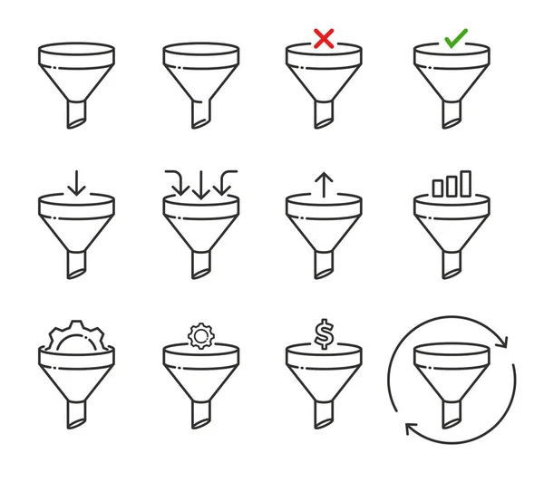 Illustration Verschiedener Trichtersymbole Isoliert Auf Weißem Hintergrund — Stockfoto