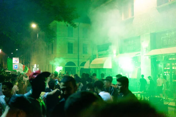 Cremona Lombardy Italy Jul 2021 Football Fans Flood Streets Celebrating — Stock Photo, Image