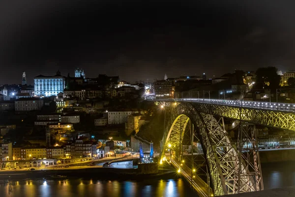 Una Impresionante Vista Nocturna Del Jardín Morro Vila Portugal Con — Foto de Stock