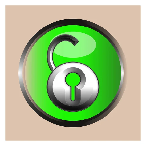 Uma Ilustração Uma Fechadura Desbloqueando Símbolo Verde — Fotografia de Stock