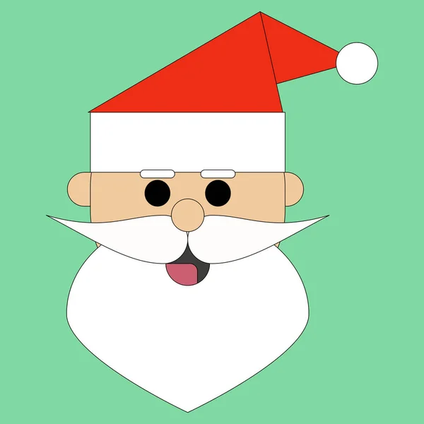 Minimalistická Ilustrace Šťastného Santa Clause Zeleném Pozadí — Stock fotografie