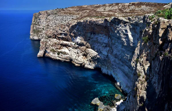 Birzebbuga Zurrieq Malta Julho 2015 Falésias Pedra Calcária Longo Costa — Fotografia de Stock