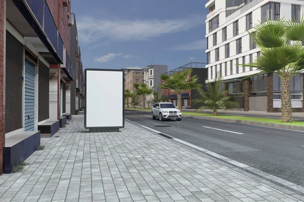 Sokakta Beyaz Ekranlı Bir Reklam Panosu — Stok fotoğraf