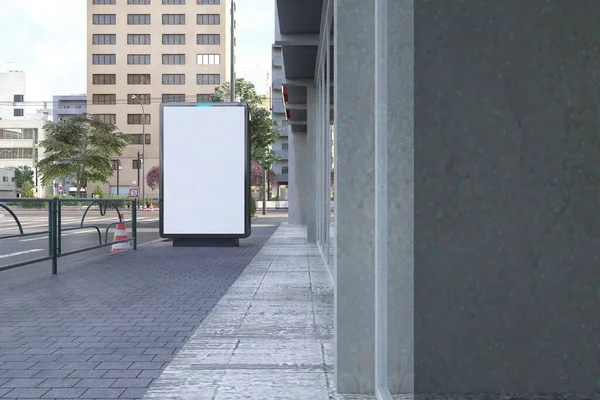 Sokakta Beyaz Ekranlı Bir Reklam Panosu — Stok fotoğraf