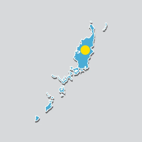 Mapa Palau Com Cores Bandeira Fundo Branco — Fotografia de Stock