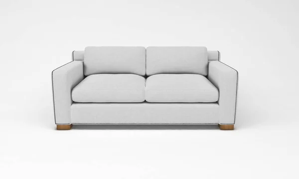 白い背景に隔離された白いソファの3Dレンダリング — ストック写真