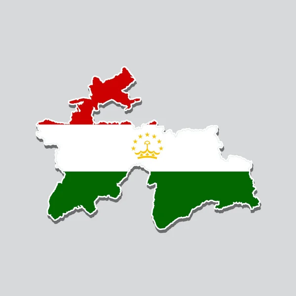Bandeira Tajiquistão Forma Mapa País — Fotografia de Stock