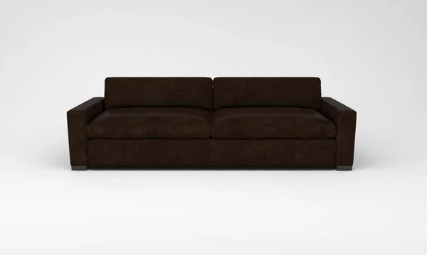 白い背景に隔離された黒いソファの3Dレンダリング — ストック写真