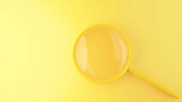 Uma Renderização Uma Lupa Amarela Isolada Fundo Amarelo — Fotografia de Stock