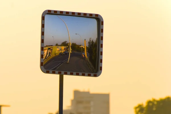 Road Mainz City Germany Seen Street Mirror Sunset — Stock Photo, Image