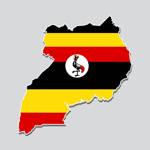 Mapa Uganda Com Cores Bandeira Fundo Branco — Fotografia de Stock