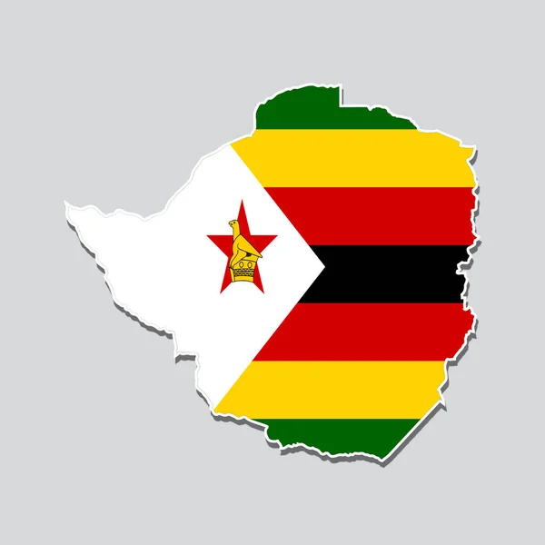 Mapa Zimbábue Com Cores Bandeira Fundo Branco — Fotografia de Stock