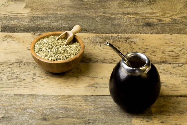 Close Yerba Mate Mesa Madeira — Fotografia de Stock