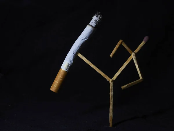 Cardenas Cuba Aug 2019 Doll Made Matchsticks Kicking Cigarette Black — Stock Photo, Image