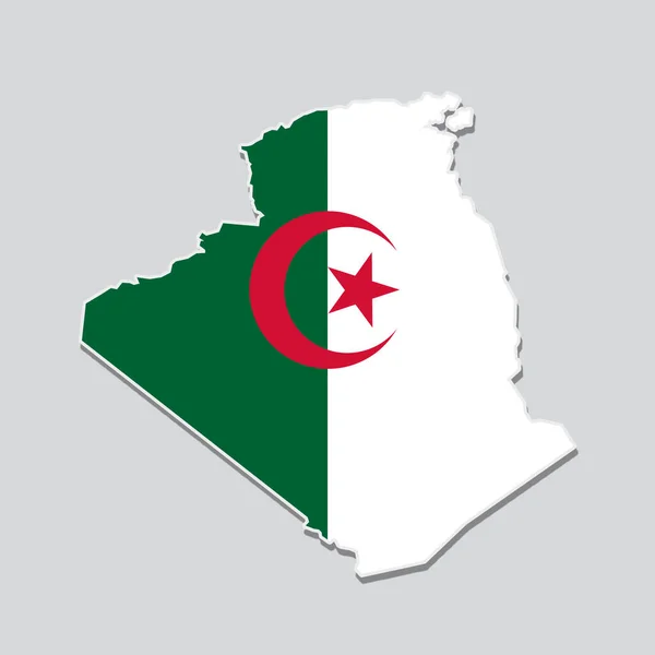 Algéria Zászlója Ország Térképének Alakjában — Stock Fotó