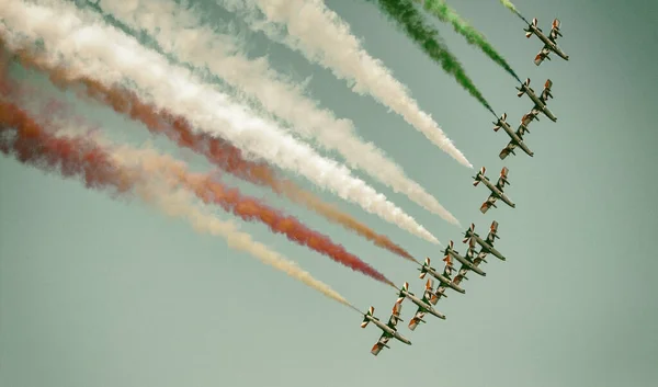Pesaro Italien August 2016 Eine Italienische Akrobatikpatrouille Der Trikolore Der — Stockfoto