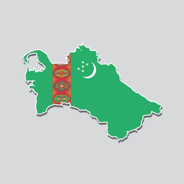 Bandera Turkmenistán Forma Mapa Del País — Foto de Stock