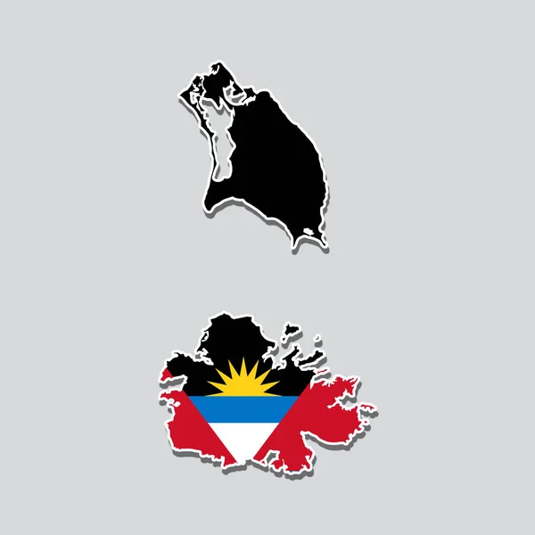 Bandera Antigua Barbuda Forma Del Mapa Del País —  Fotos de Stock