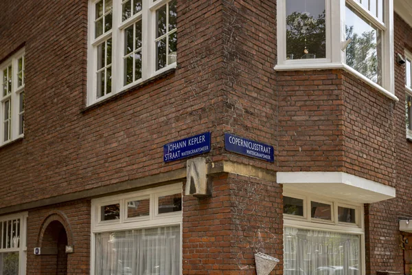 Amsterdam Netherlands Jun 2021 Street Corner Signs Respective Streets Johan — Stock Photo, Image