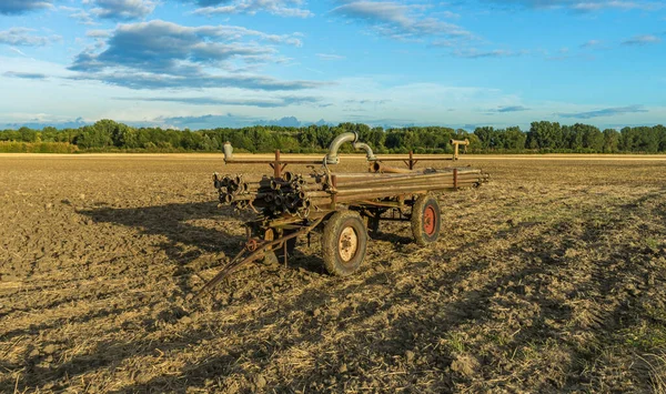 Selective Focus Shot Old Agricultural Machine Field — Stock Photo, Image