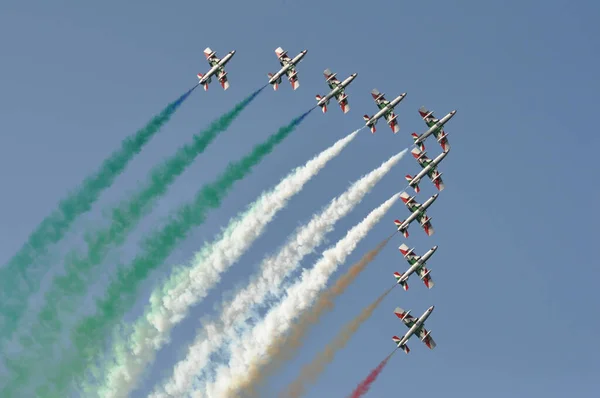 Pesaro Italy Aug 2016 Tricolor Arrows Italian Acrobatic Patrol Air — 스톡 사진