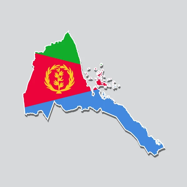 Vlag Van Eritrea Vorm Van Landkaart — Stockfoto