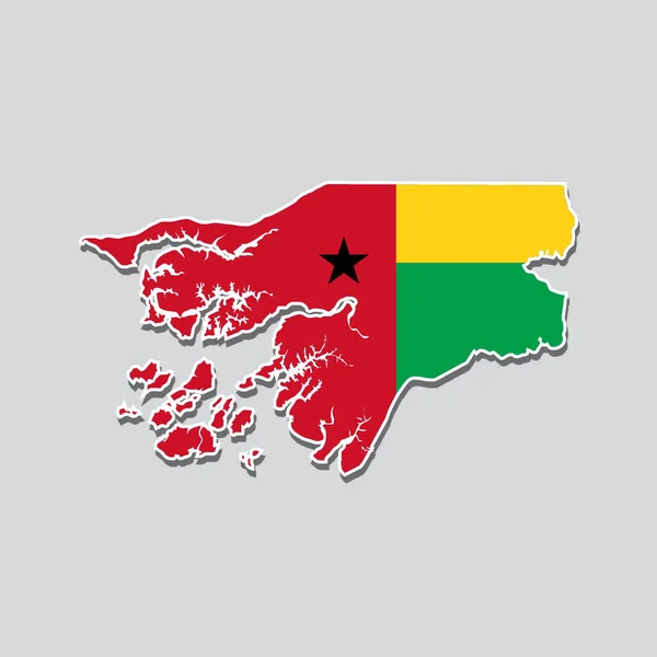 Carte Guinée Bissau Avec Des Couleurs Drapeau Sur Fond Blanc — Photo