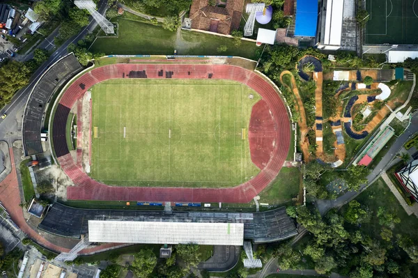 Itagui Colombia Aug 2020 Aerial Shot Football Stadium Running Track — Stock Photo, Image