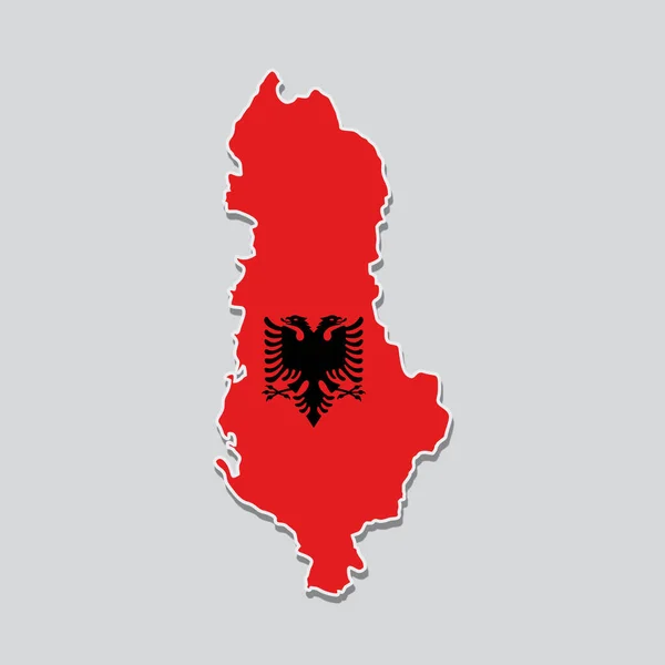 Albánie Mapa Vlajkami Barvy Bílém Pozadí — Stock fotografie