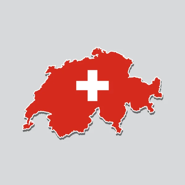 以国家地图形式出现的瑞士国旗 — 图库照片