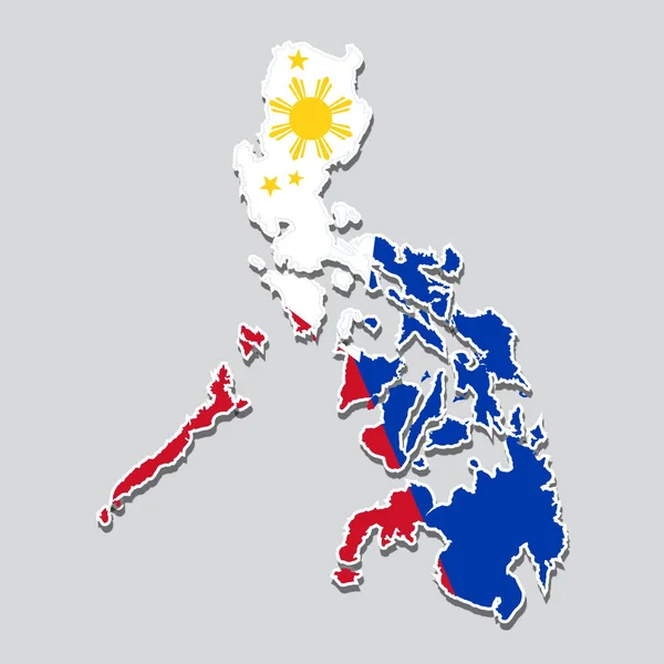 Drapelul Filipinelor Sub Forma Hărții Țării — Fotografie, imagine de stoc