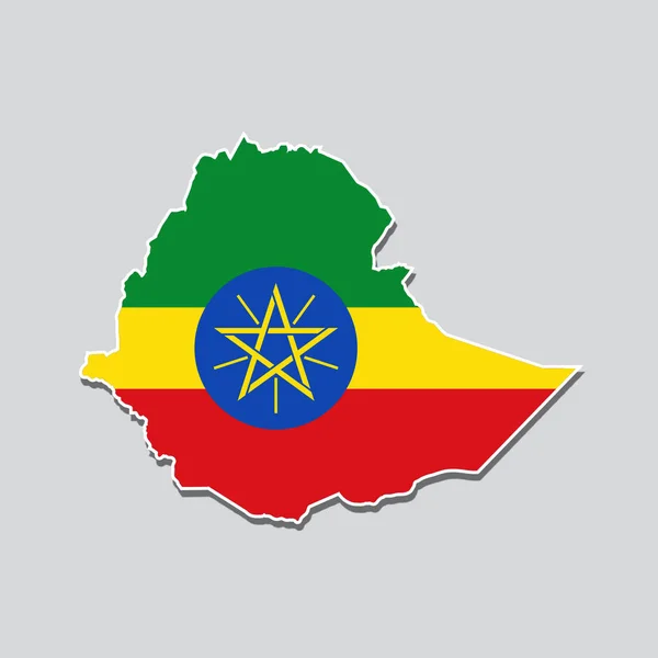 Bandeira Etiópia Forma Mapa País — Fotografia de Stock