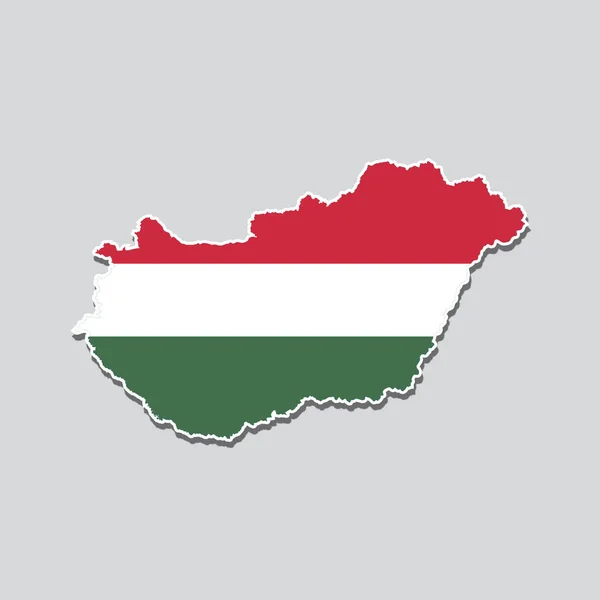 Macaristan Bayrağı Ülke Haritası Şeklinde — Stok fotoğraf