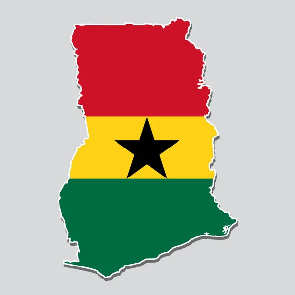 Drapeau Ghana Forme Carte Pays — Photo