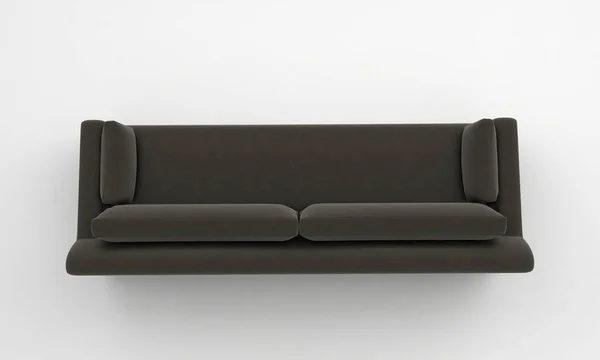 白い背景に隔離された現代の黒いソファの3Dレンダリング — ストック写真