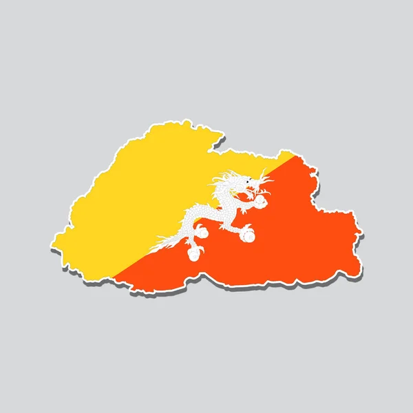 Den Bhutan Karta Med Flagga Färger Vit Bakgrund — Stockfoto