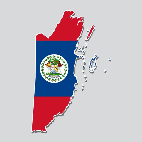 Belize Mapa Vlajkovými Barvami Bílém Pozadí — Stock fotografie