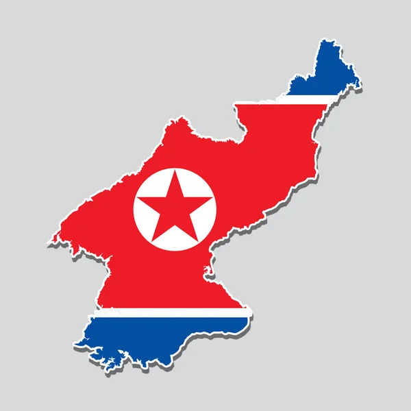朝鲜地图的白底上有国旗色 — 图库照片