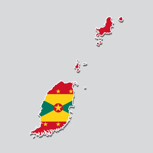 Beyaz Arkaplan Üzerinde Bayrak Renkleri Olan Grenada Haritası — Stok fotoğraf
