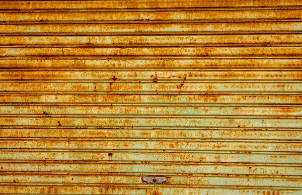 Closeup Old Rust Metal Shutter Car Garage — Stock Photo, Image