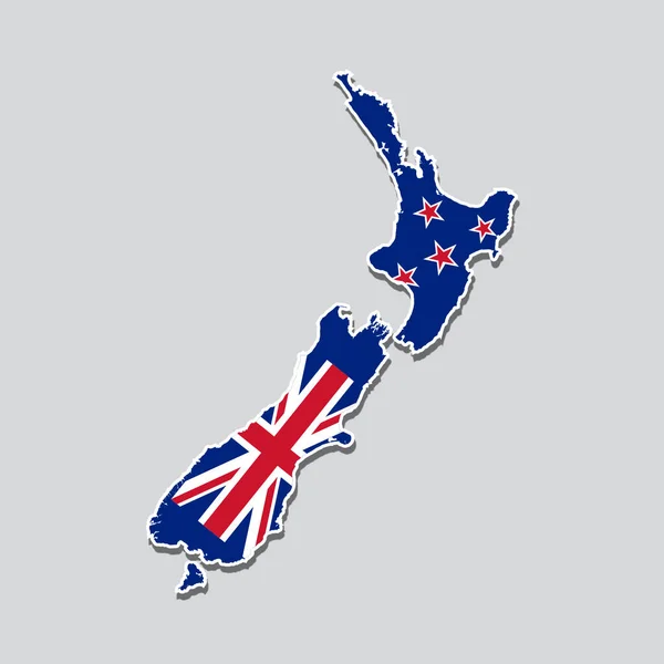 Bandiera New Zealand Forma Mappa Del Paese — Foto Stock