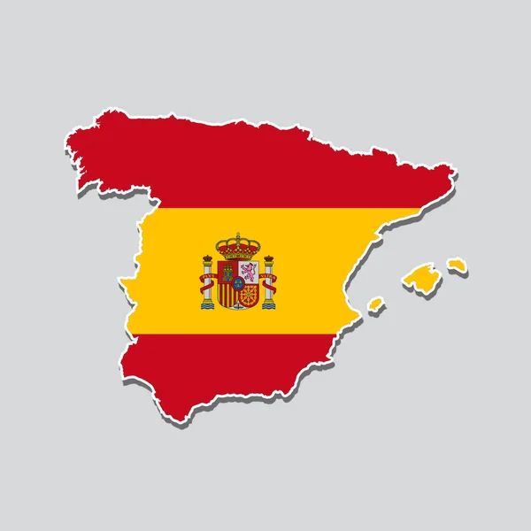 Drapeau Espagne Forme Carte Pays — Photo