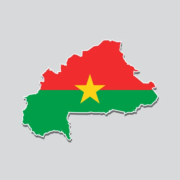 Ülkenin Haritası Şeklinde Burkina Faso Bayrağı — Stok fotoğraf